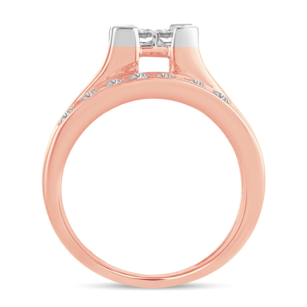 Romantic 14k Rose Gold 1.50CT Lab Diamond Bridal Ring