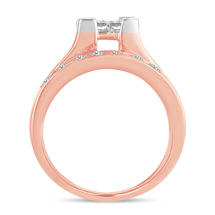 Romantic 14k Rose Gold 1.50CT Lab Diamond Bridal Ring