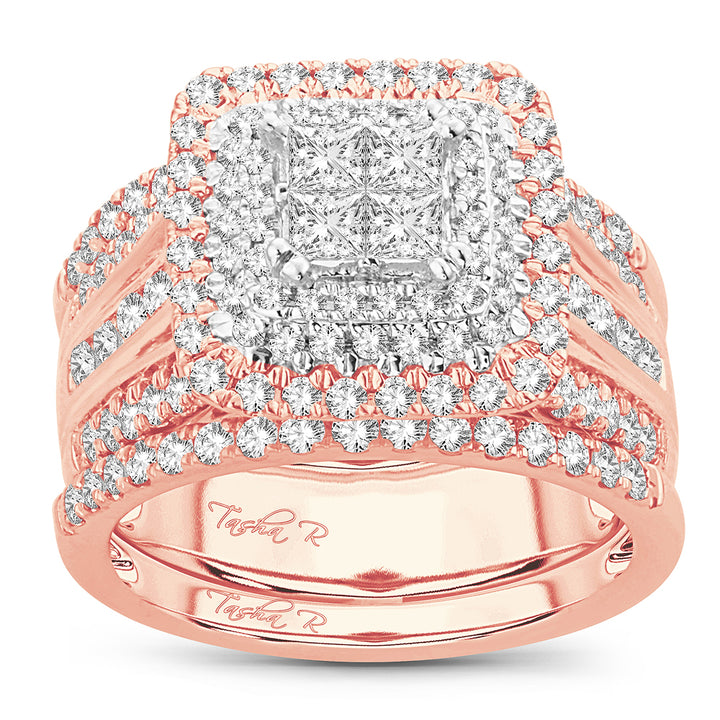 Romantic 14k Rose Gold 2.01CT Lab Diamond Bridal Ring