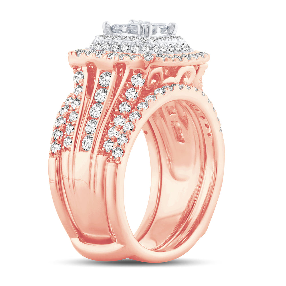 Romantic 14k Rose Gold 2.01CT Lab Diamond Bridal Ring