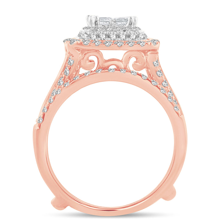 Romantic 14k Rose Gold 2.01CT Lab Diamond Bridal Ring