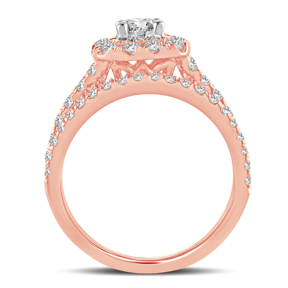 Romantic 14k Rose Gold 2CT Lab Diamond Bridal Ring