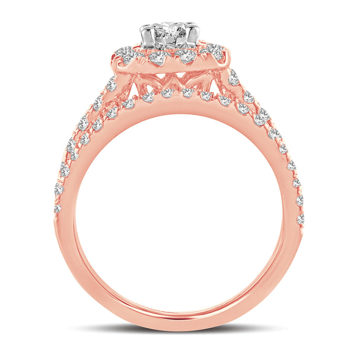 Romantic 14k Rose Gold 2CT Lab Diamond Bridal Ring
