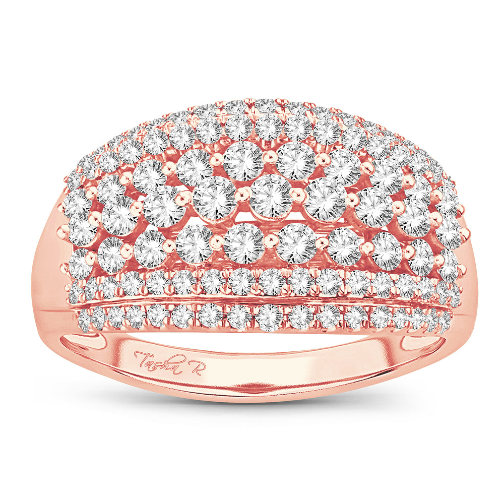Romantic 14k Rose Gold 2ct Lab Diamond Womens Band
