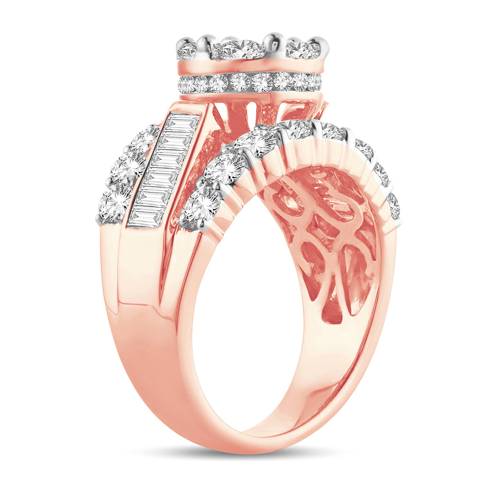 Romantic 14k Rose Gold Lab Diamond Engagement Ring 3CT