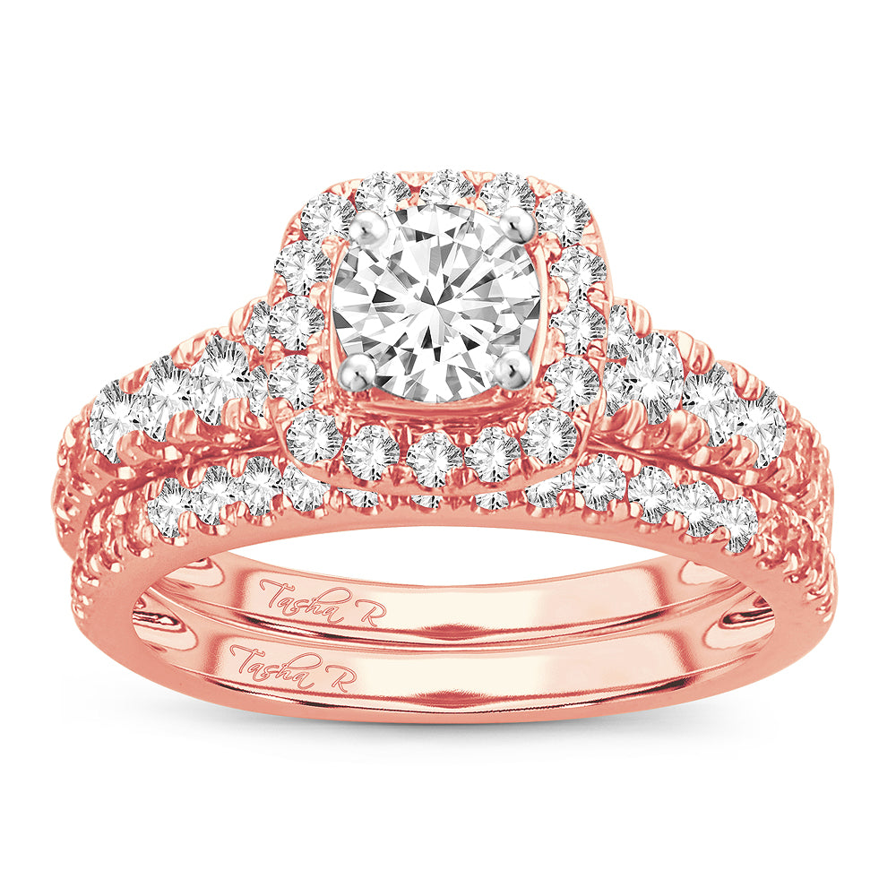 Romantic 14k Rose Gold Lab Diamond Bridal Ring (1.00CT)