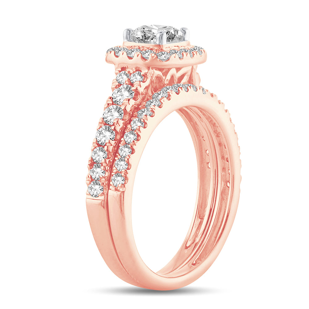 Romantic 14k Rose Gold Lab Diamond Bridal Ring (1.00CT)