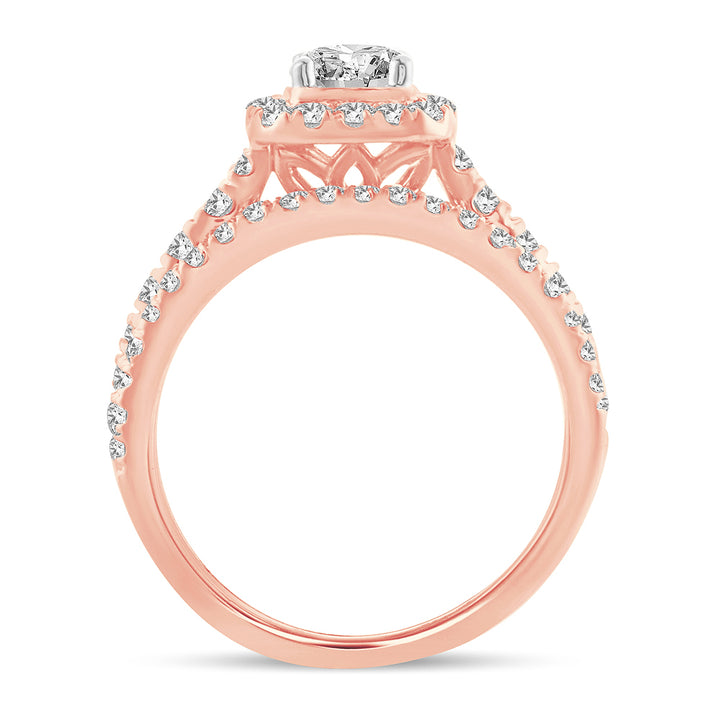 Romantic 14k Rose Gold Lab Diamond Bridal Ring (1.00CT)