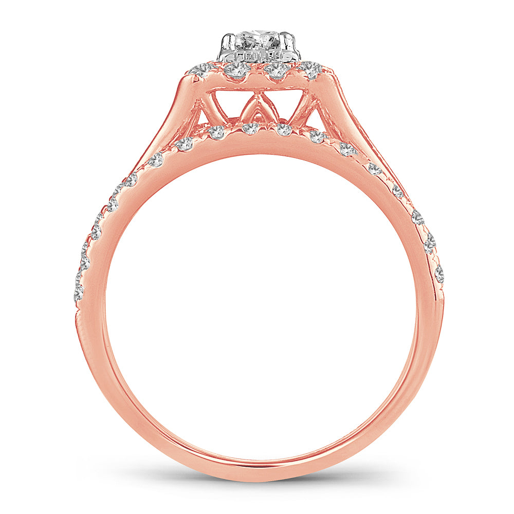 Romantic 14k Rose Gold Lab Diamond Bridal Ring (1CT)