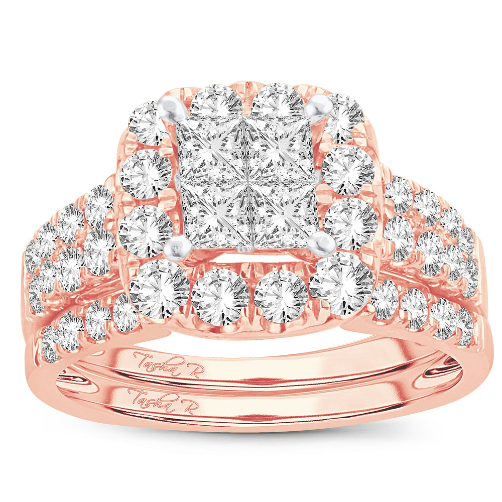 Romantic 14k Rose Gold Lab Diamond Bridal Ring (2.05ct)
