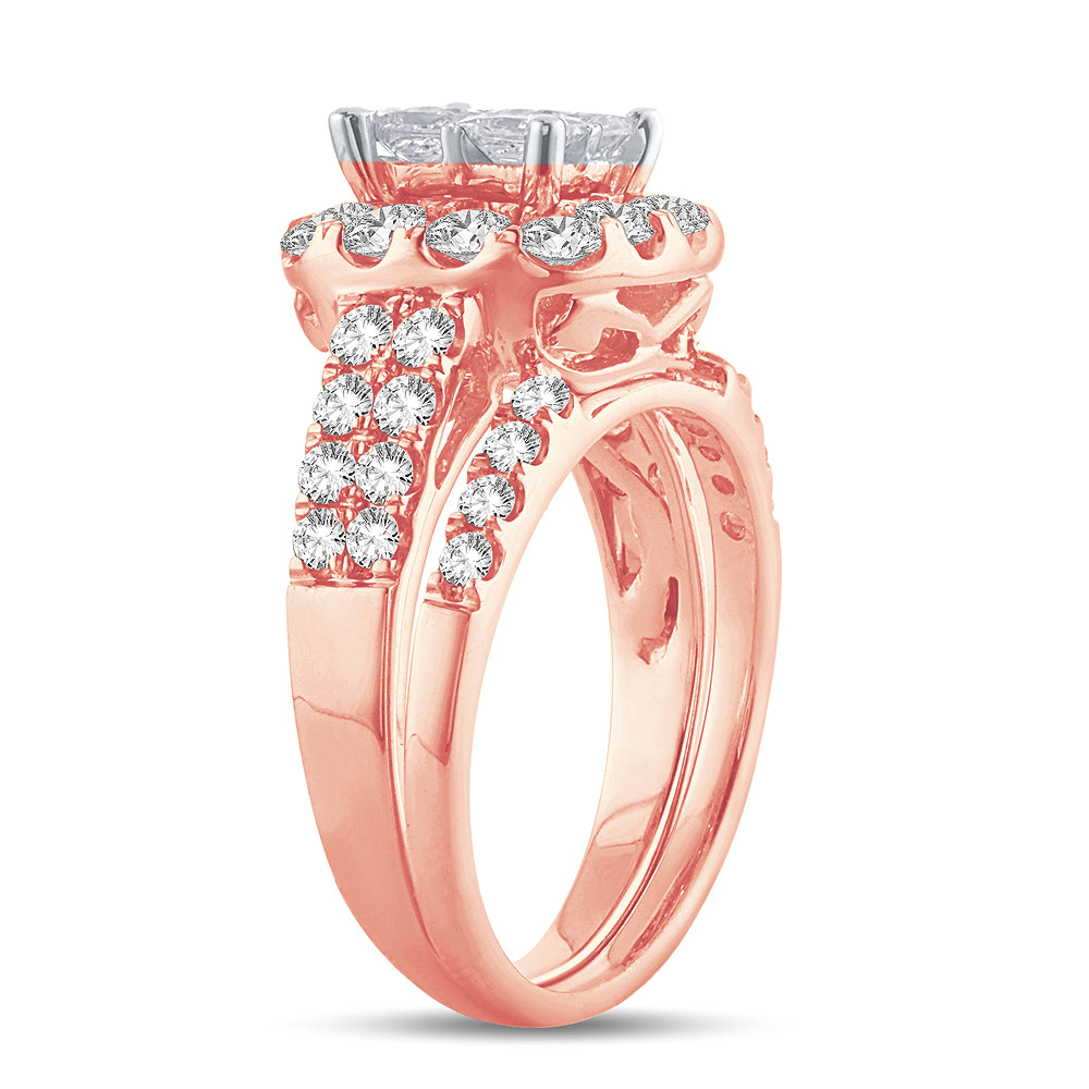 Romantic 14k Rose Gold Lab Diamond Bridal Ring (2.05ct)