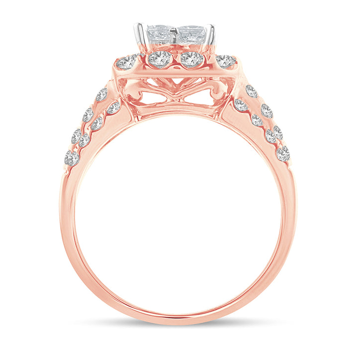 Romantic 14k Rose Gold Lab Diamond Bridal Ring (2.05ct)