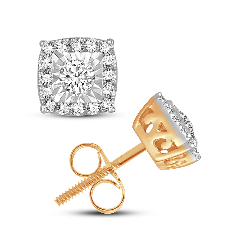 14k Yellow Gold Lab Diamond Stud Earrings for Women