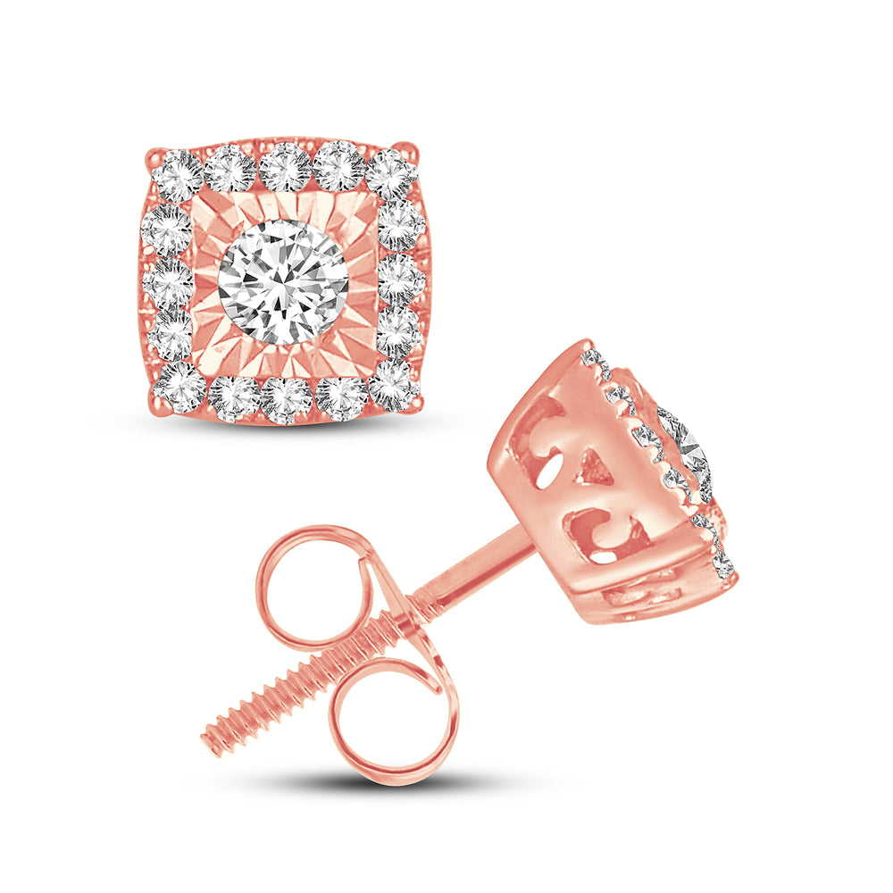 Romantic 14k Rose Gold 0.26CT Lab Diamond Stud Earrings