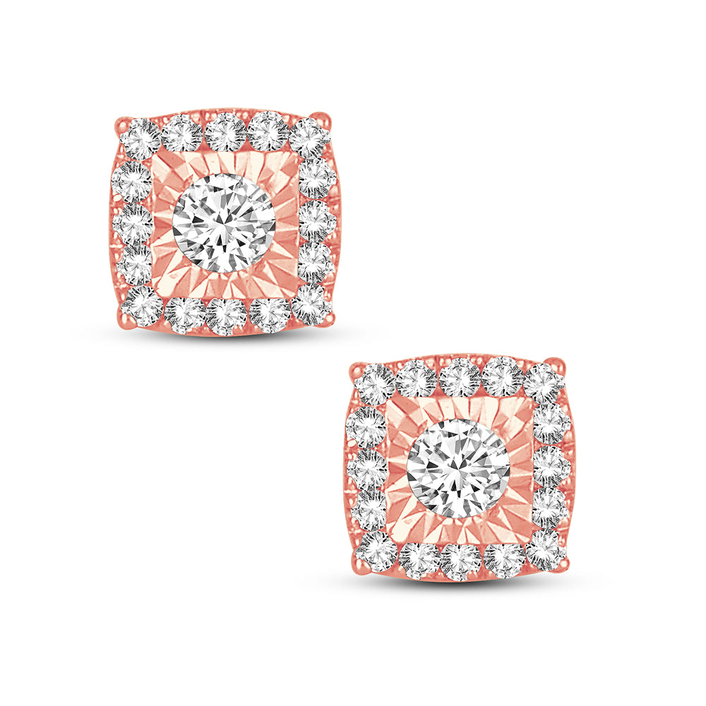 Romantic 14k Rose Gold 0.26CT Lab Diamond Stud Earrings