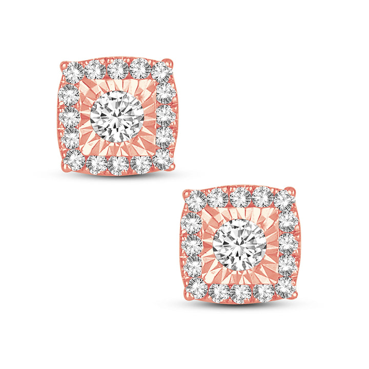 Romantic 14k Rose Gold 0.26CT Lab Diamond Stud Earrings
