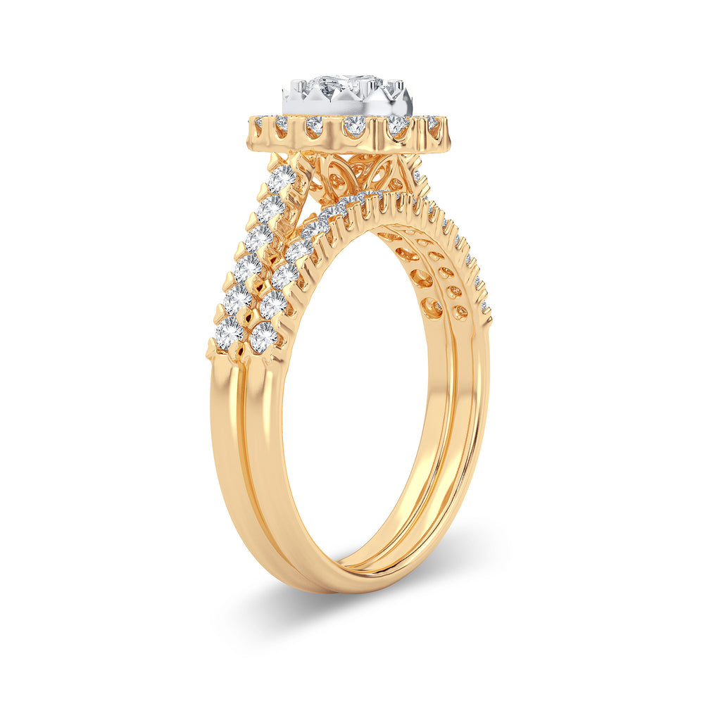 Elegant 14k Yellow Gold 1.00CT Lab Diamond Engagement Ring