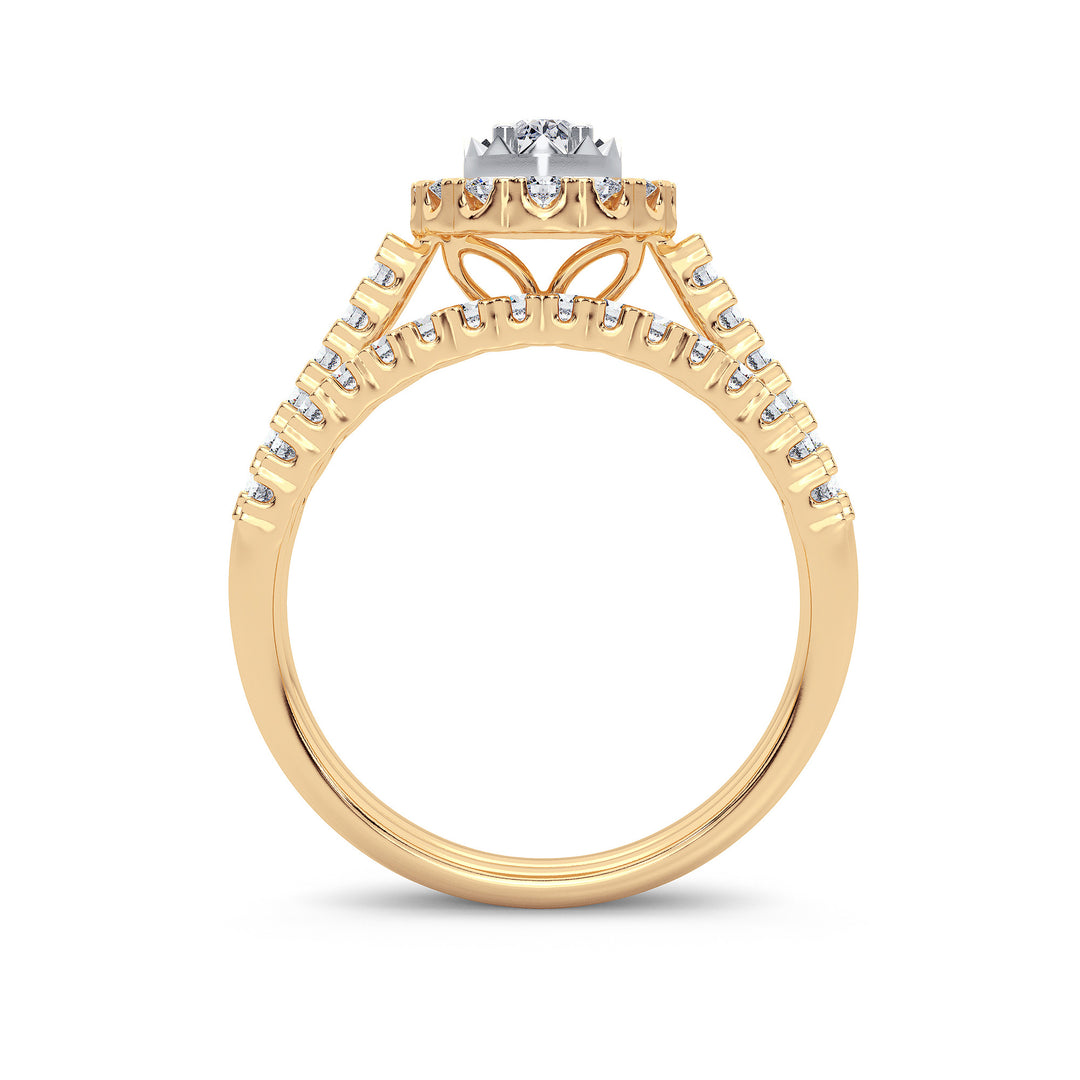 Elegant 14k Yellow Gold 1.00CT Lab Diamond Engagement Ring
