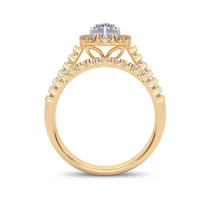 Elegant 14k Yellow Gold 1.00CT Lab Diamond Engagement Ring