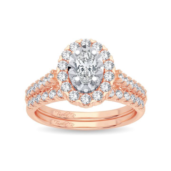 Romantic 14k Rose Gold Lab Diamond Bridal Ring 1CT