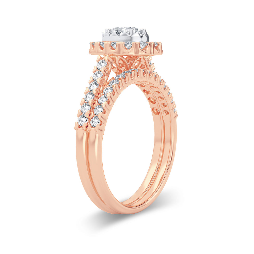 Romantic 14k Rose Gold Lab Diamond Bridal Ring 1CT