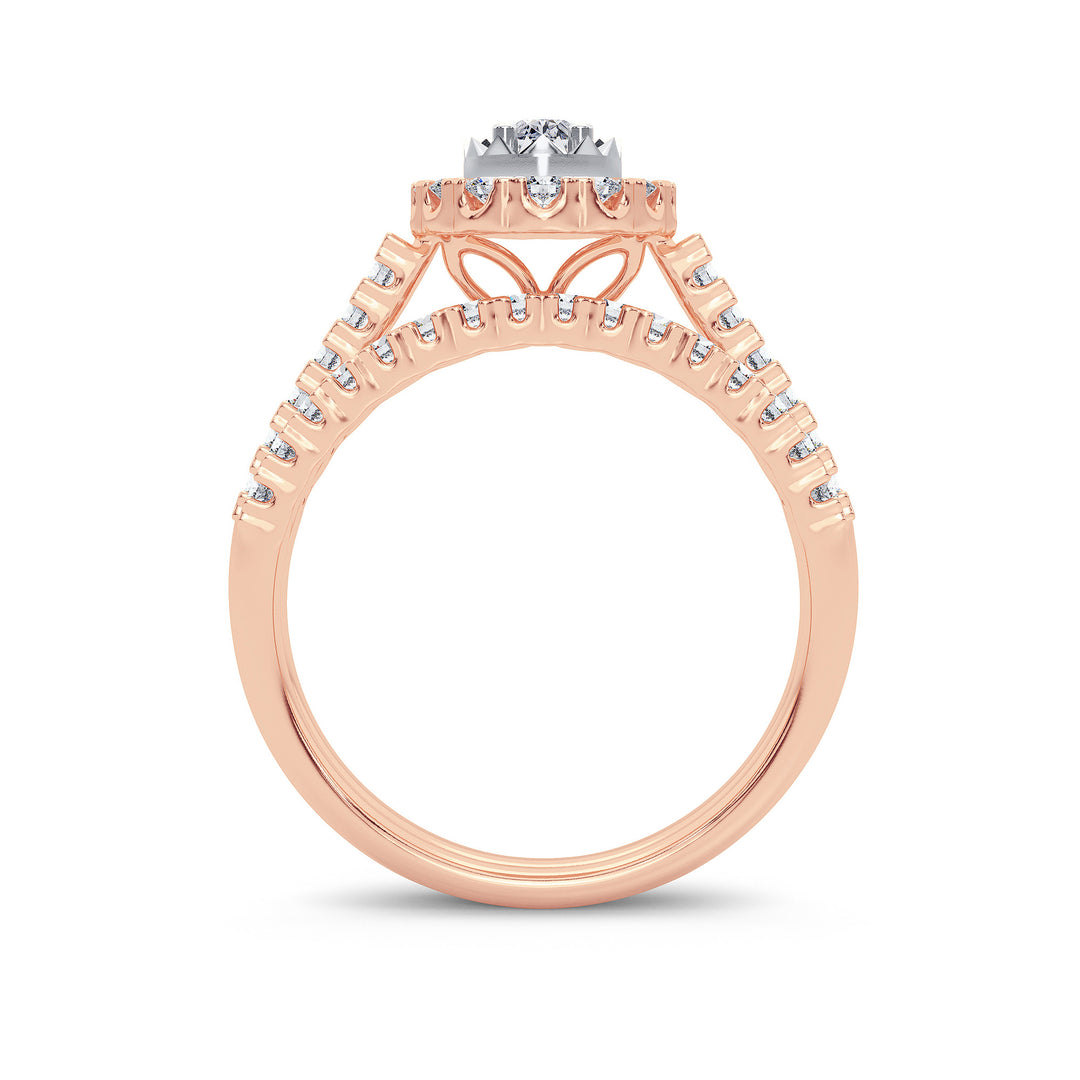 Romantic 14k Rose Gold Lab Diamond Bridal Ring 1CT