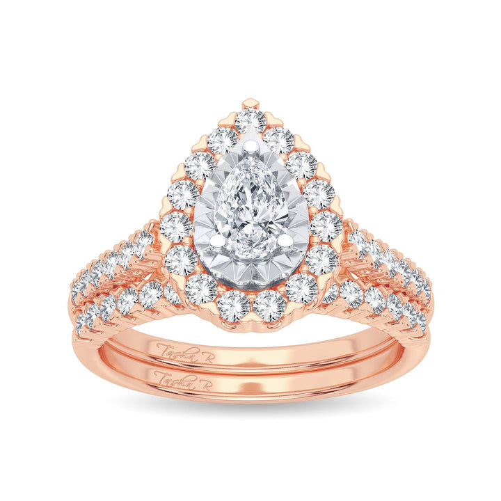 Romantic 14k Rose Gold Lab Diamond Bridal Ring 1CT