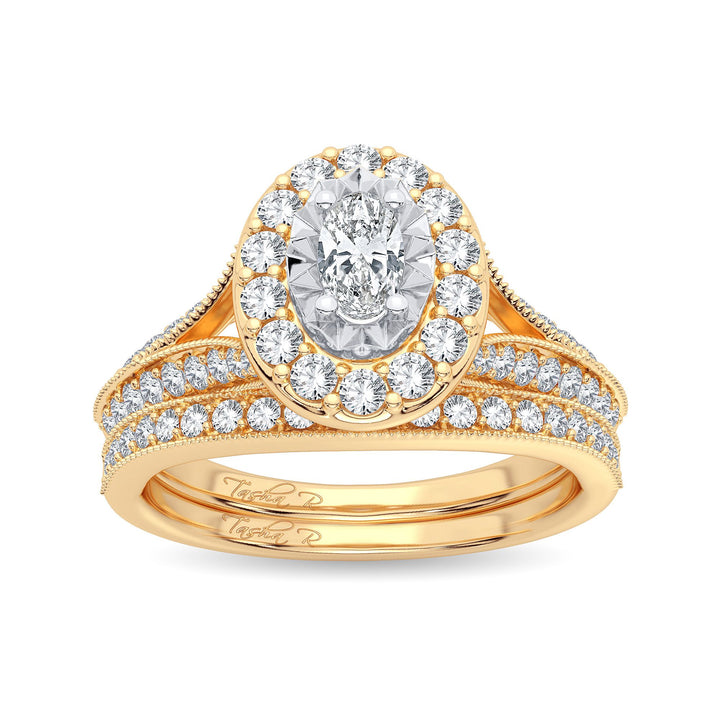 Elegant 14k Yellow Gold 1CT Lab Diamond Engagement Ring