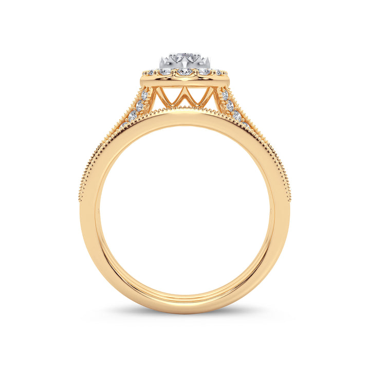 Elegant 14k Yellow Gold 1CT Lab Diamond Engagement Ring