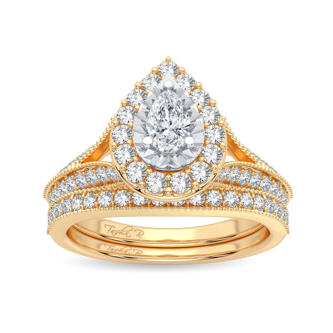 Luminous 14K Yellow Gold Lab Diamond Bridal Ring 0.96CT