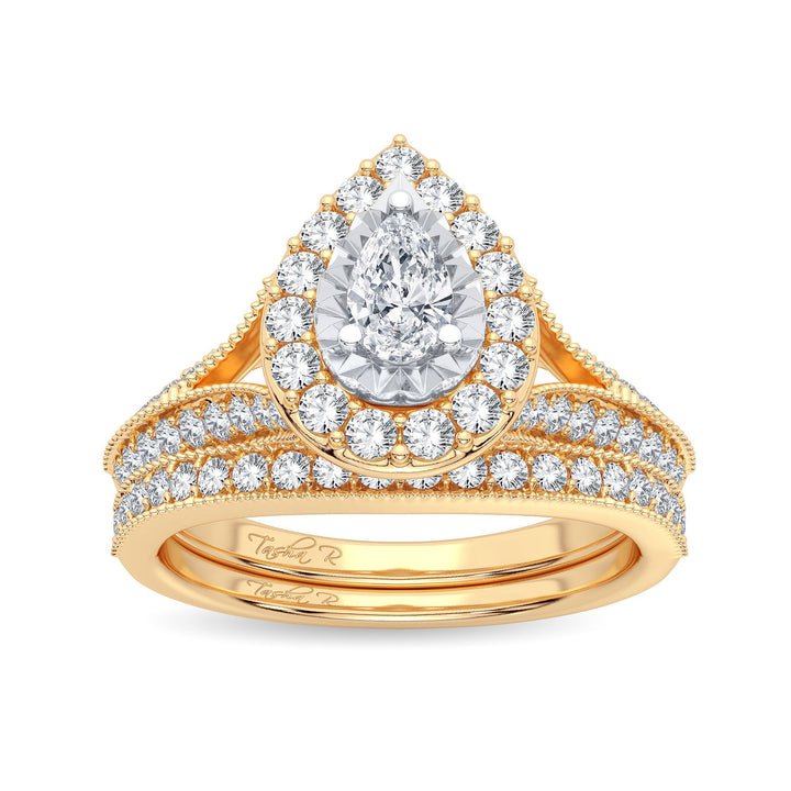 Luminous 14K Yellow Gold Lab Diamond Bridal Ring 0.96CT