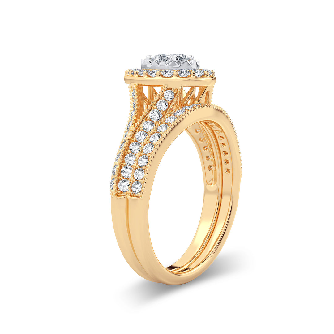 Luminous 14K Yellow Gold Lab Diamond Bridal Ring 0.96CT