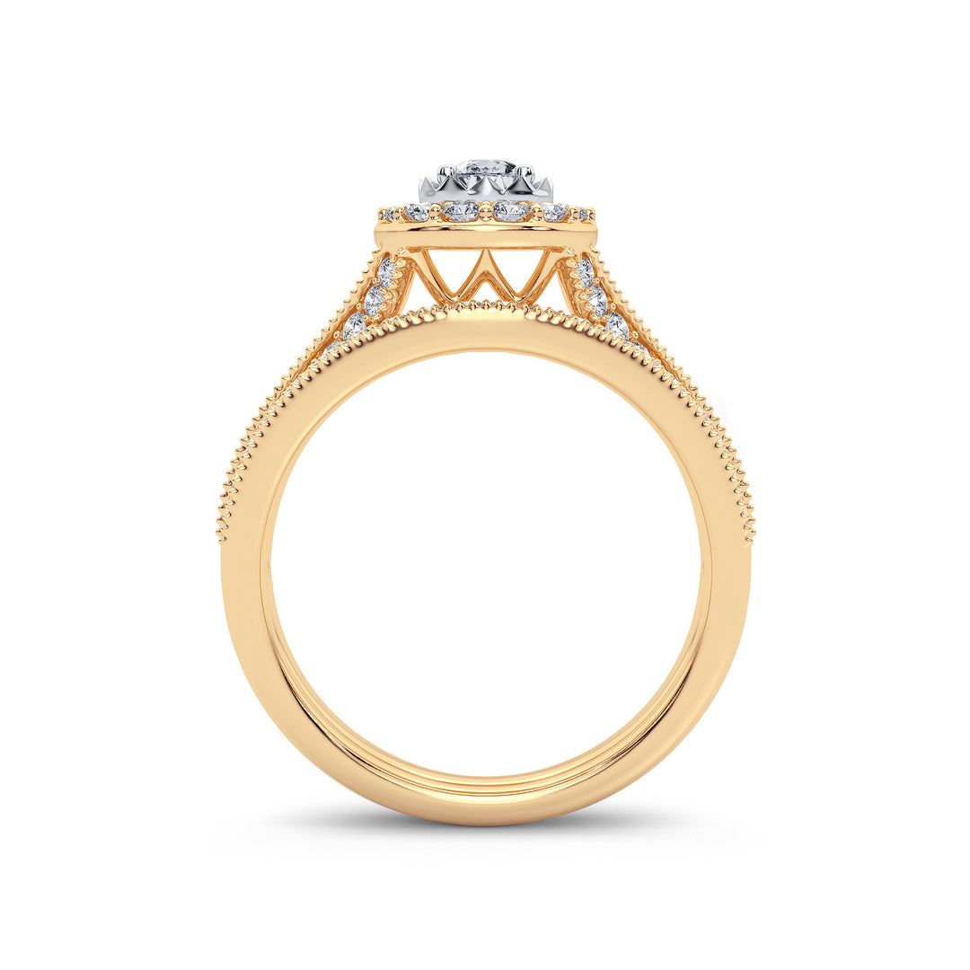 Luminous 14K Yellow Gold Lab Diamond Bridal Ring 0.96CT