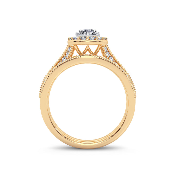 Luminous 14K Yellow Gold Lab Diamond Bridal Ring 0.96CT