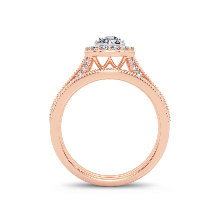 Romantic 14k Rose Gold Lab Diamond Engagement Ring (0.96CT)