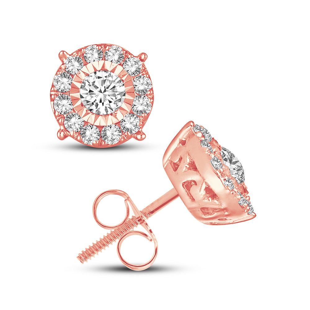 Romantic Rose Gold Lab Diamond Stud Earrings - 0.75CT Brilliance