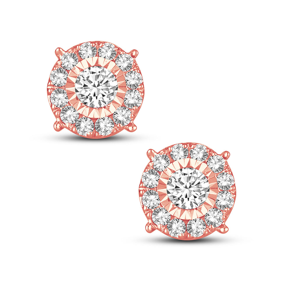 Romantic Rose Gold Lab Diamond Stud Earrings - 0.75CT Brilliance