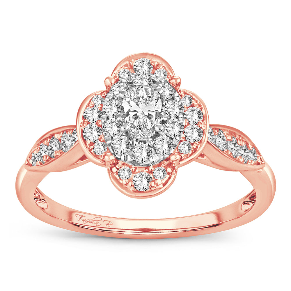 Chic 14k Rose Gold 0.50CT Lab Diamond Fashion Ring
