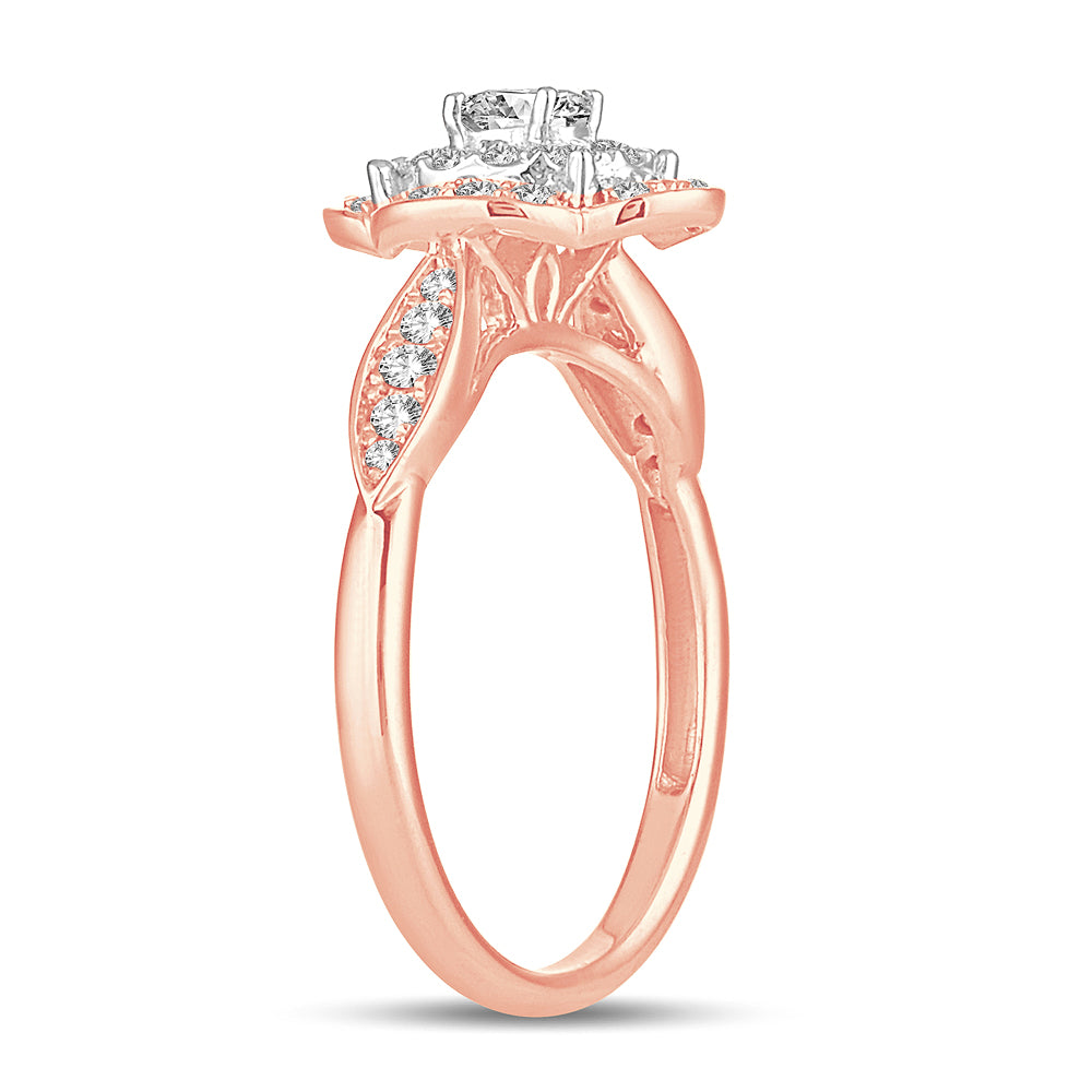 Chic 14k Rose Gold 0.50CT Lab Diamond Fashion Ring