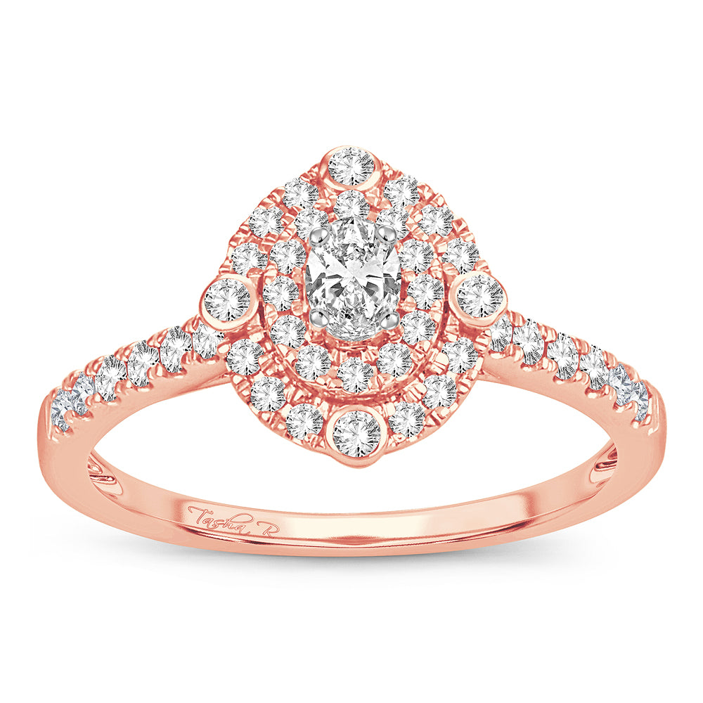 Romantic 14k Rose Gold Lab Diamond Engagement Ring 0.50CT