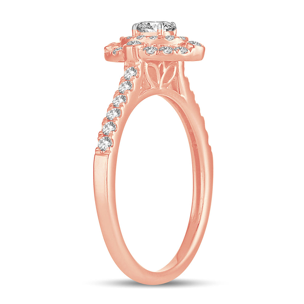 Romantic 14k Rose Gold Lab Diamond Engagement Ring 0.50CT