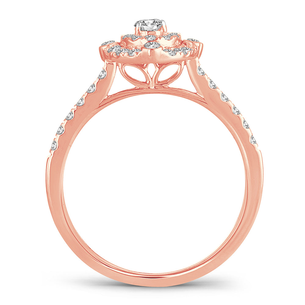 Romantic 14k Rose Gold Lab Diamond Engagement Ring 0.50CT