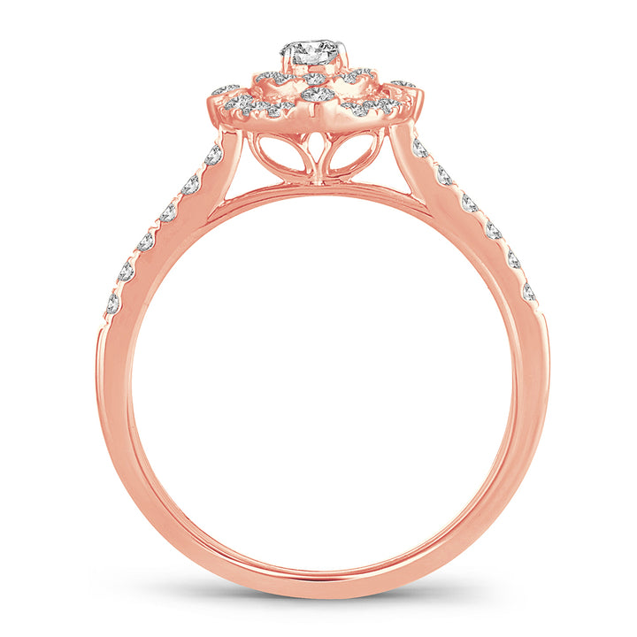 Romantic 14k Rose Gold Lab Diamond Engagement Ring 0.50CT
