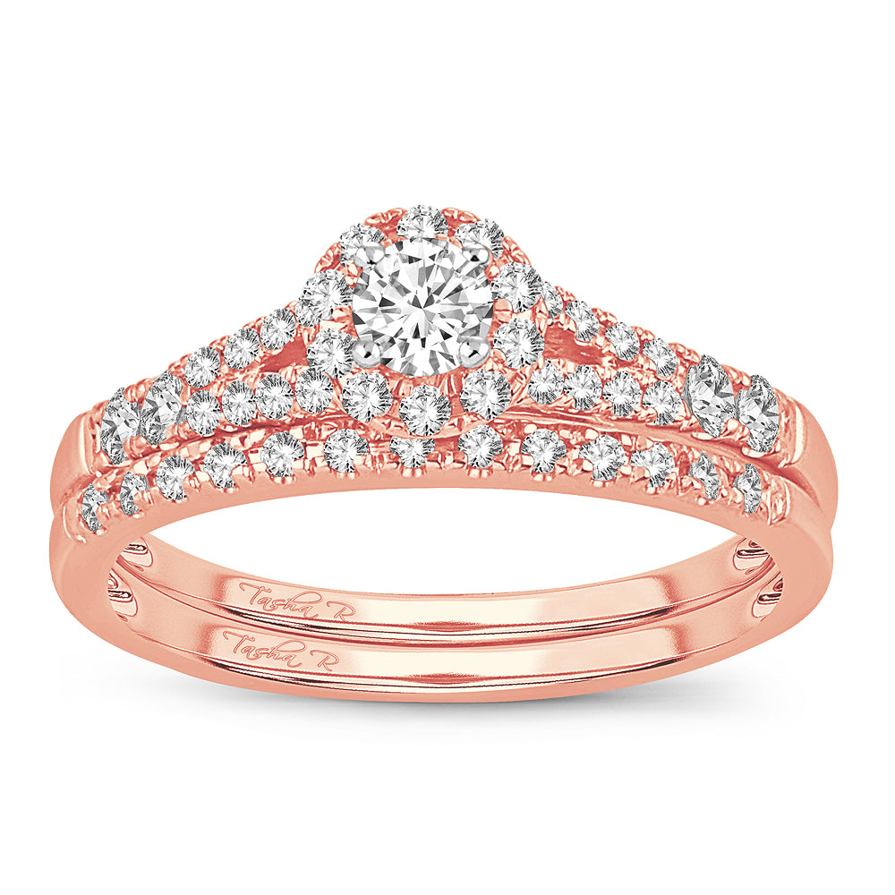 Romantic 14k Rose Gold Lab Diamond Bridal Ring (0.50CT)