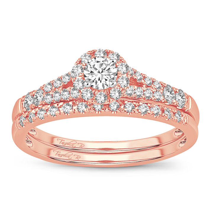 Romantic 14k Rose Gold Lab Diamond Bridal Ring (0.50CT)