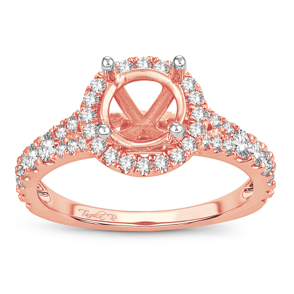 14k Rose Gold Lab Diamond Engagement Ring Semi-Mount