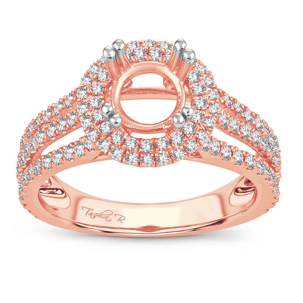Romantic 14k Rose Gold Lab Diamond Semi-Mount Engagement Ring