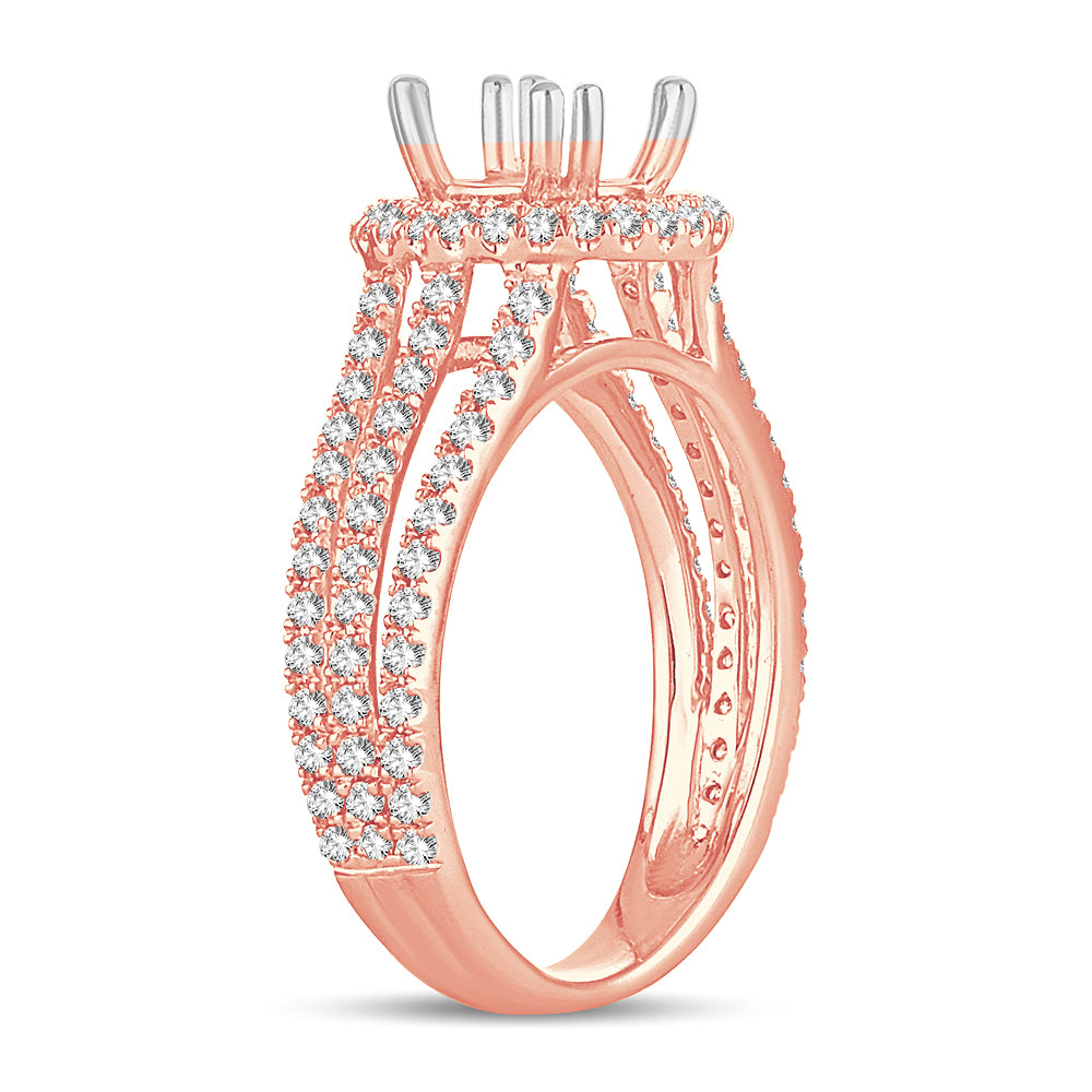Romantic 14k Rose Gold Lab Diamond Semi-Mount Engagement Ring