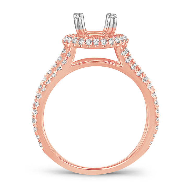 Romantic 14k Rose Gold Lab Diamond Semi-Mount Engagement Ring