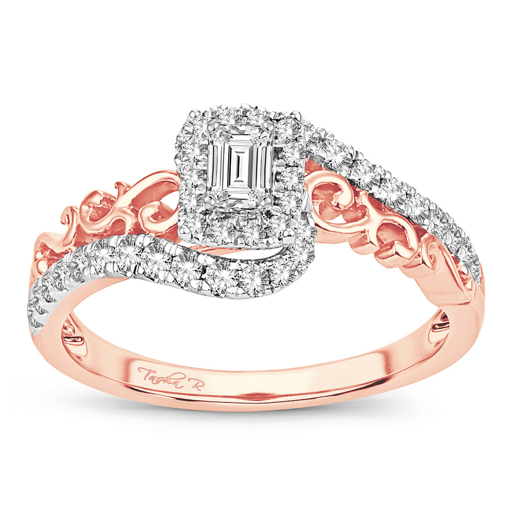 Romantic 14k Rose Gold Lab Diamond Engagement Ring (0.50 CT)